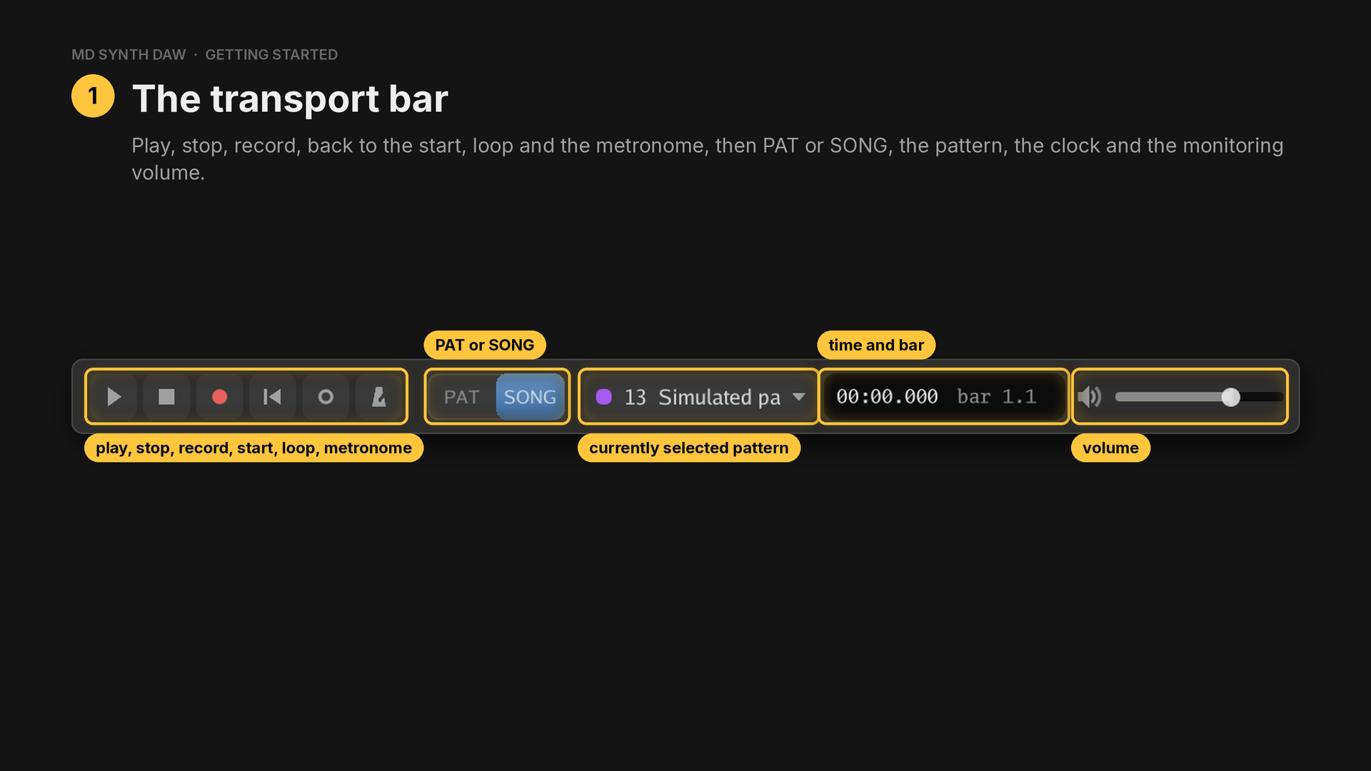The left half of the transport bar
