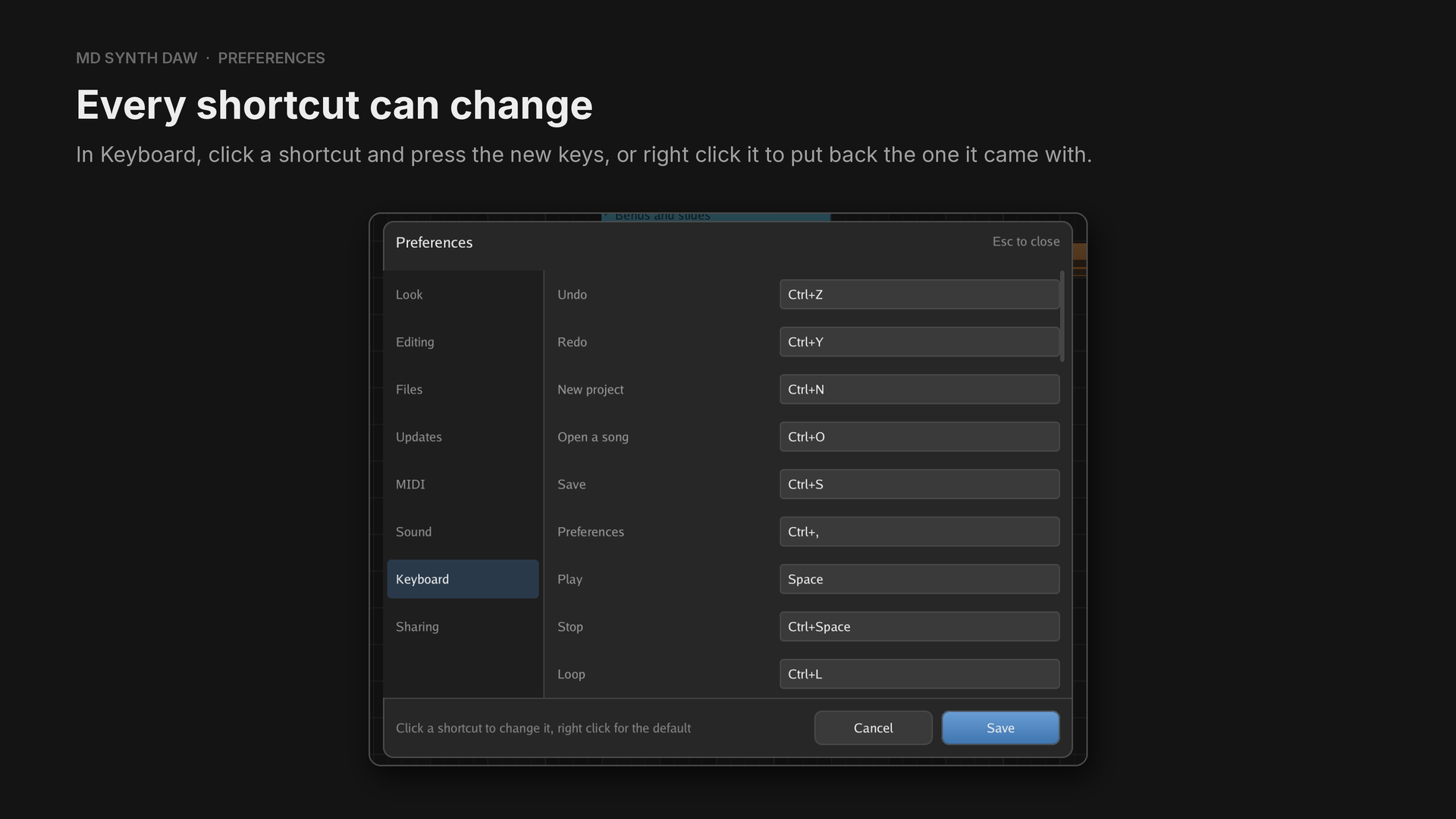 The Keyboard preferences