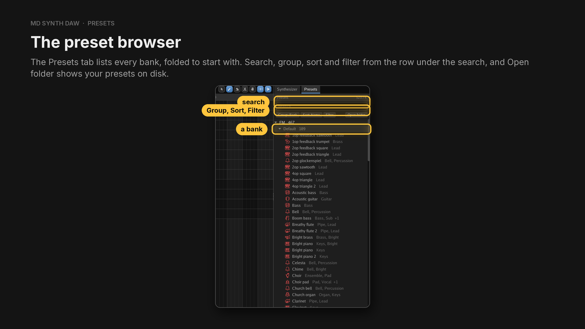 The preset browser