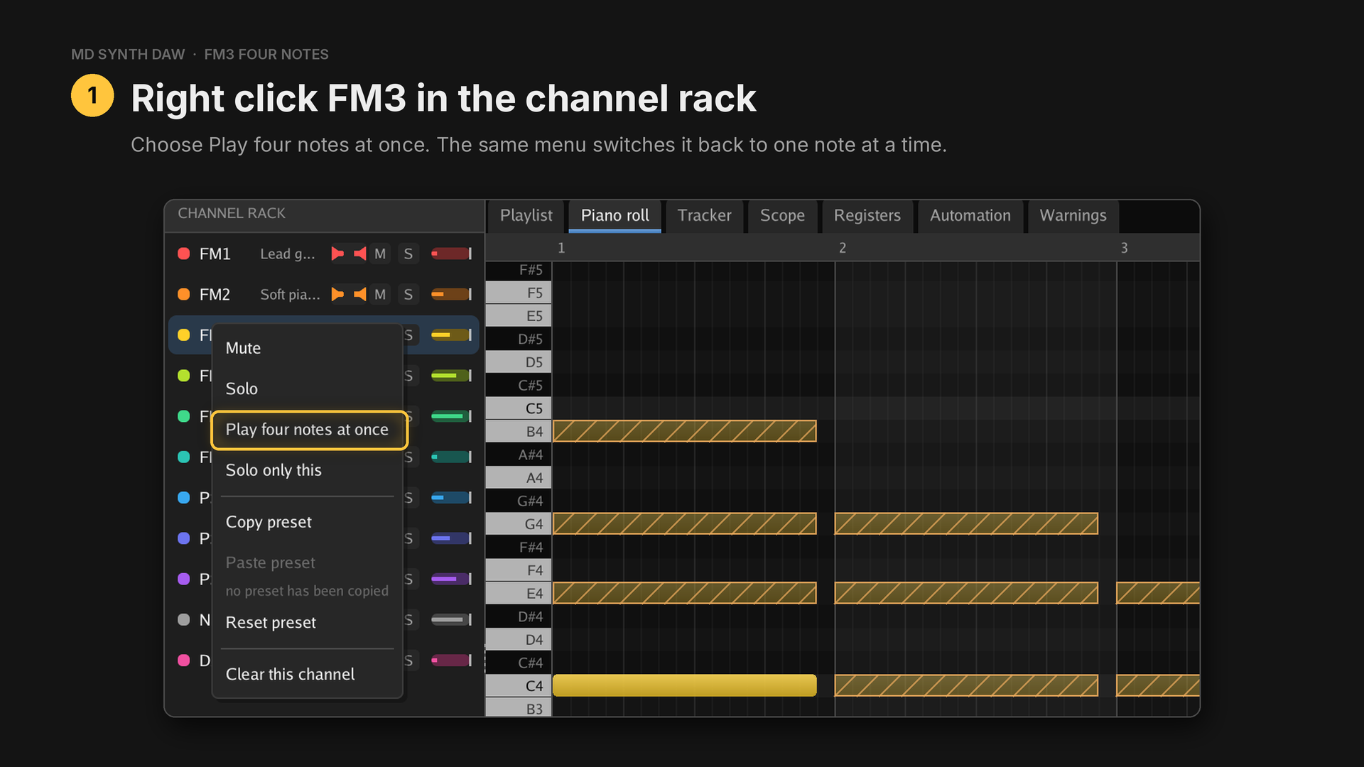 Right click FM3 in the channel rack