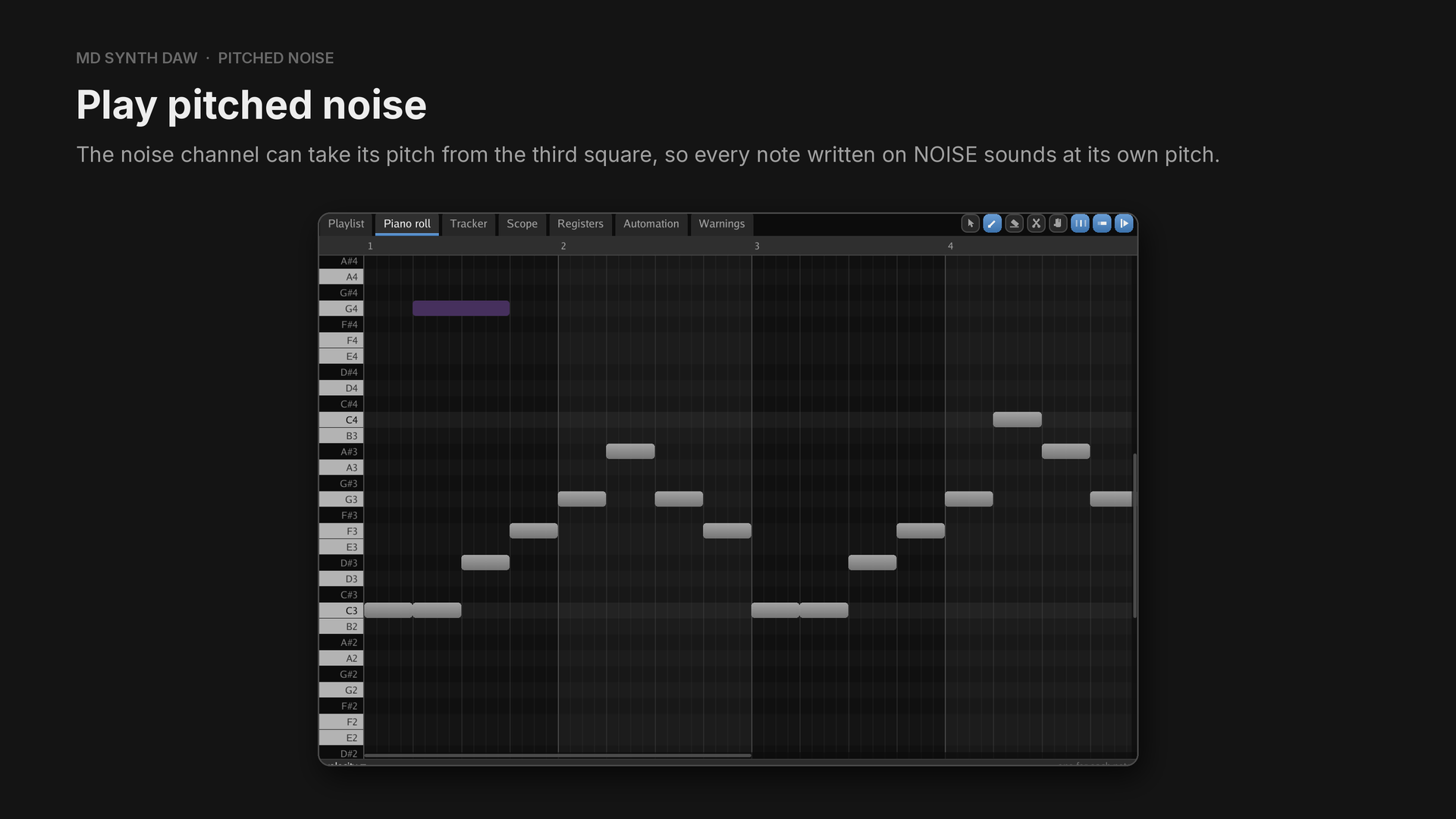 A line played on the noise channel