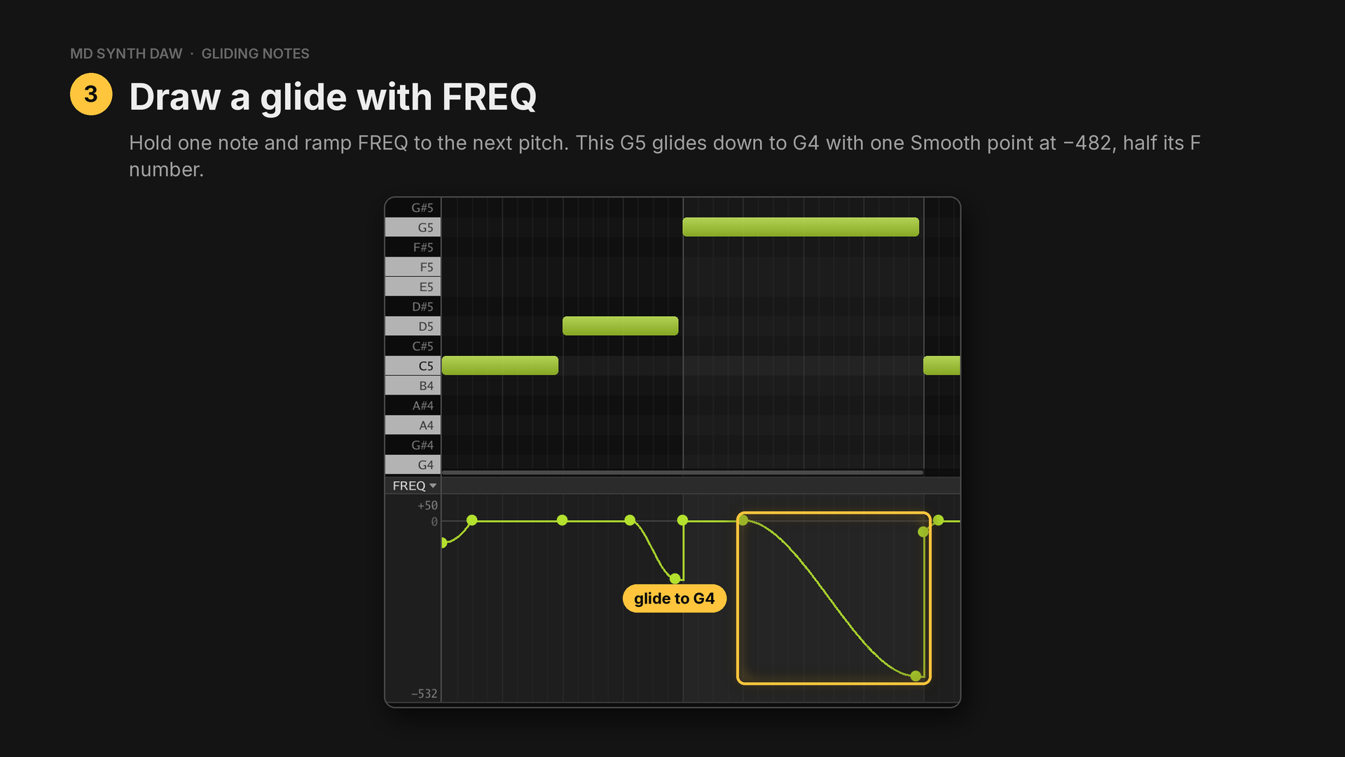 A glide drawn on FREQ