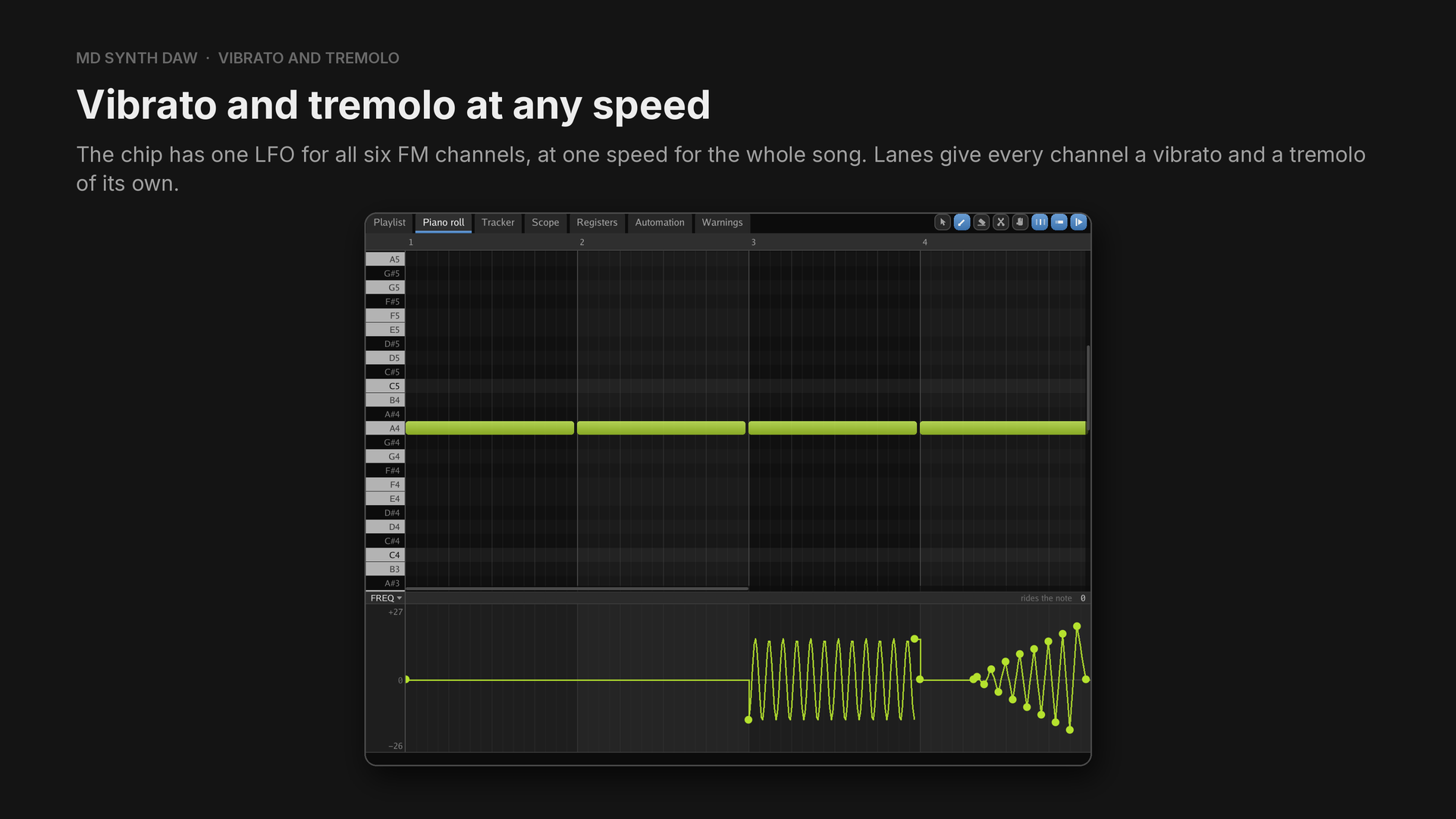 A drawn vibrato on FREQ