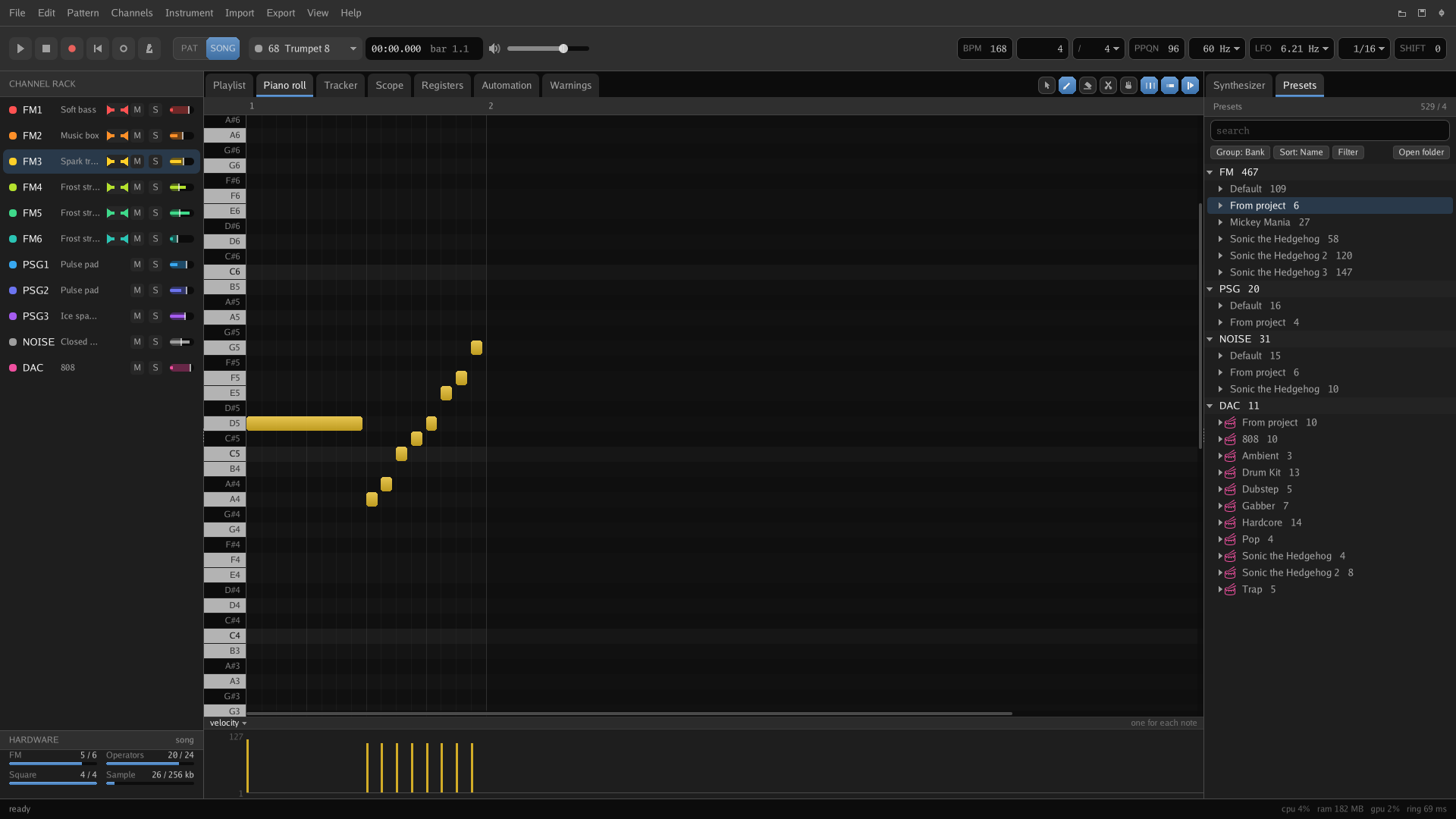 The preset browser